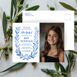 Botanische Waterverf CUSTOM FOTO Bat Bar Mitzvah Briefkaart<br><div class="desc">Een perfect briefkaart om een bat mitswa, bar mitswa of een ander Joods feest aan te kondigen! Hand getekende delicate blad trame art voor u! VOLLEDIG ! Klik hierboven op "Personaliseren" om de tekst te bewerken en uw foto toe te voegen. Klik op "Bewerken met ontwerpgereedschap" om de lettertypen, kleuren...</div>