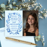 Botanische Waterverf CUSTOM FOTO Bat Bar Mitzvah Briefkaart<br><div class="desc">Een perfect briefkaart om een bat mitswa, bar mitswa of een ander Joods feest aan te kondigen! Hand getekende delicate blad trame art voor u! VOLLEDIG ! Klik hierboven op "Personaliseren" om de tekst te bewerken, uw foto toe te voegen en het retouradres aan de achterzijde te bewerken. Klik op...</div>