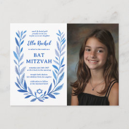 Botanische Waterverf CUSTOM FOTO Bat Bar Mitzvah Briefkaart