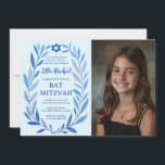 Botanische Waterverf CUSTOM FOTO Bat Bar Mitzvah Kaart<br><div class="desc">Perfecte kaart om een bat mitswa, bar mitswa of andere Joodse viering aan te kondigen! Hand getekende delicate blad trame art voor u! VOLLEDIG ! Klik hierboven op "Personaliseren" om de tekst te bewerken en uw foto toe te voegen. Klik op "Bewerken met ontwerpgereedschap" om de lettertypen, kleuren en plaatsingen...</div>