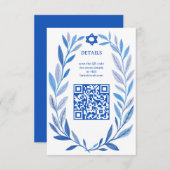 Botanische Waterverf CUSTOM QR Bar Bat Mitzvah Informatiekaartje (Voorkant / Achterkant)