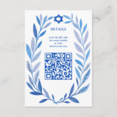 Botanische Waterverf CUSTOM QR Bar Bat Mitzvah Informatiekaartje (Voorkant)