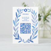Botanische Waterverf CUSTOM QR Bar Bat Mitzvah Informatiekaartje (Staand voorkant)