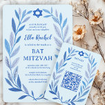 Botanische Waterverf CUSTOM QR Bar Bat Mitzvah Informatiekaartje<br><div class="desc">Perfect ENCLOSURE kaart om een bat mitswa, bar mitswa of andere Joodse viering aan te kondigen! Hand getekende delicate blad trame art voor u! VOLLEDIG ! Klik hierboven op "Personaliseer" om de tekst te bewerken en uw link toe te voegen aan de QR-code. Klik op "Bewerken met ontwerpgereedschap" om de...</div>