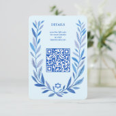 Botanische Waterverf CUSTOM QR Bar Bat Mitzvah Informatiekaartje (Staand voorkant)