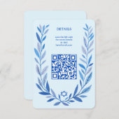 Botanische Waterverf CUSTOM QR Bar Bat Mitzvah Informatiekaartje (Voorkant / Achterkant)