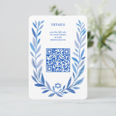 Botanische Waterverf CUSTOM QR Bar Bat Mitzvah Informatiekaartje (Staand voorkant)