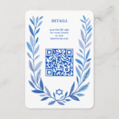 Botanische Waterverf CUSTOM QR Bar Bat Mitzvah Informatiekaartje (Voorkant)