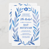 Botanische Waterverf CUSTOM QR Bar Bat Mitzvah Kaart (Voorkant / Achterkant)