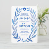 Botanische Waterverf CUSTOM QR Bar Bat Mitzvah Kaart (Staand voorkant)