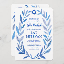 Botanische Waterverf CUSTOM QR Bar Bat Mitzvah Kaart