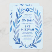 Botanische Waterverf CUSTOM QR Bar Bat Mitzvah Kaart (Voorkant / Achterkant)