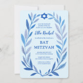 Botanische Waterverf CUSTOM QR Bar Bat Mitzvah Kaart (Voorkant)