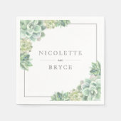 Botanische Waterverf Elegant Succulents Wedding Servet (Voorkant)