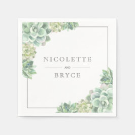 Botanische Waterverf Elegant Succulents Wedding Servet