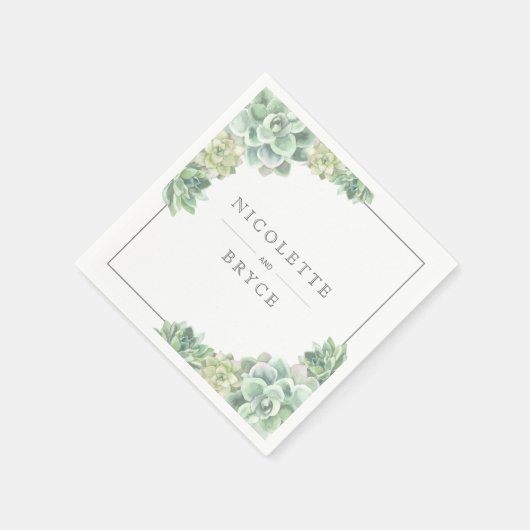 Botanische Waterverf Elegant Succulents Wedding Servet (Hoek)