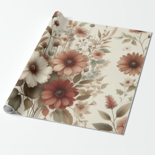 Botanische Waterverf Elegante Herfstbloemen Cadeaupapier