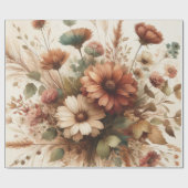 Botanische Waterverf Elegante Herfstbloemen Cadeaupapier (Vlak)