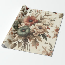 Botanische Waterverf Elegante Herfstbloemen Cadeaupapier