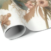 Botanische Waterverf Elegante Herfstbloemen Cadeaupapier (Rol Hoek)