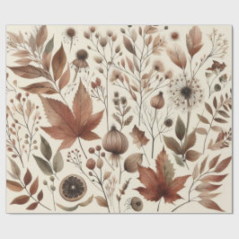 Botanische Waterverf Elegante Herfstbloemen Cadeaupapier