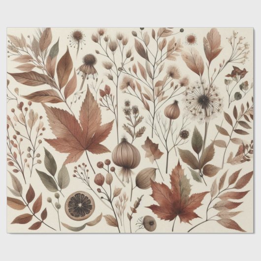 Botanische Waterverf Elegante Herfstbloemen Cadeaupapier (Vlak)
