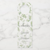 Botanische Waterverf en marmer Wedding Flessenhanger (Voorkant)