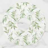 Botanische Waterverf en marmer Wedding Wijnglaslabel (Achterkant)