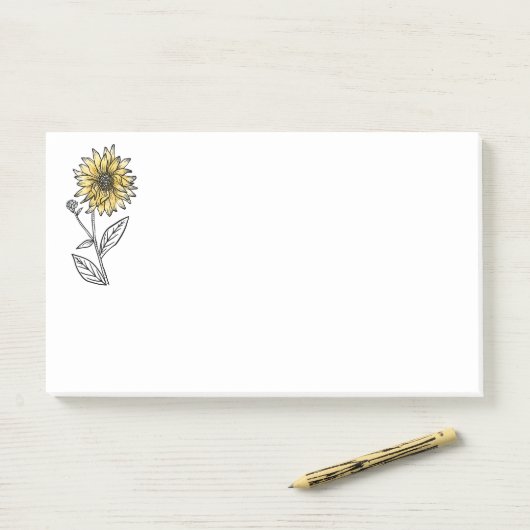 Botanische waterverf esthetische lijn kunst zonneb post-it® notes (Op bureau)