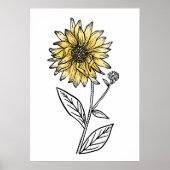 Botanische waterverf esthetische lijn kunst zonneb poster (Voorkant)