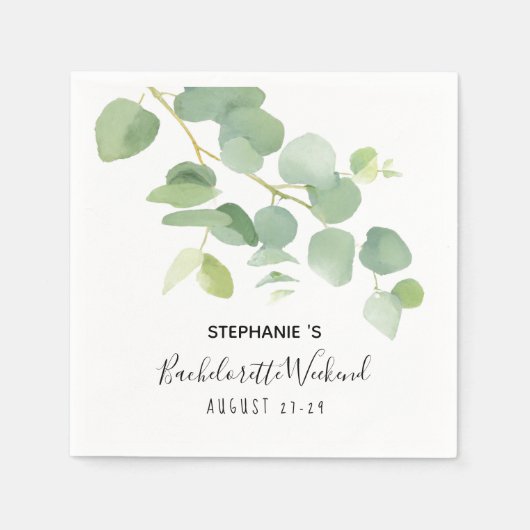 Botanische Waterverf Eucalyptus Bachelorette Servet (Voorkant)