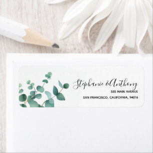 Botanische Waterverf Eucalyptus Branch Wedding Etiket
