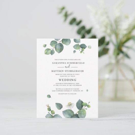 Botanische Waterverf Eucalyptus Greenery Wedding Kaart (Staand voorkant)