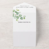 Botanische Waterverf Eucalyptus Leaves Wedding All In One Uitnodiging (Buitenkant)