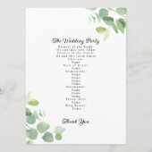 Botanische Waterverf Eucalyptus Leaves Wedding Programmakaart (Achterkant)