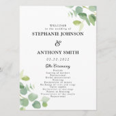 Botanische Waterverf Eucalyptus Leaves Wedding Programmakaart (Voorkant)