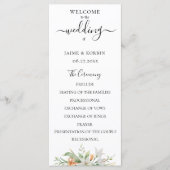 Botanische Waterverf Floral Lily Bruiloft Programmakaart (Voorkant)