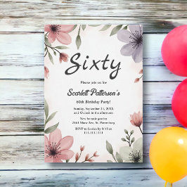 Botanische Waterverf Floral Romantisch 60ste verja Kaart
