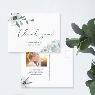 Botanische Waterverf floral Wedding Photo script Briefkaart