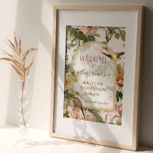 Botanische Waterverf Floral Welcome Baby shower Poster