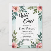 Botanische Waterverf Floral Wild 1 1e verjaardag Kaart (Voorkant)