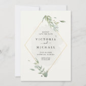 Botanische Waterverf Foliage Elegant Wedding Save The Date (Voorkant)