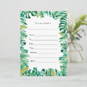 Botanische Waterverf Gekleurde uitnodiging invulle (Staand voorkant)