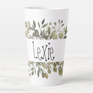 Botanische Waterverf gepersonaliseerd Latte Mok