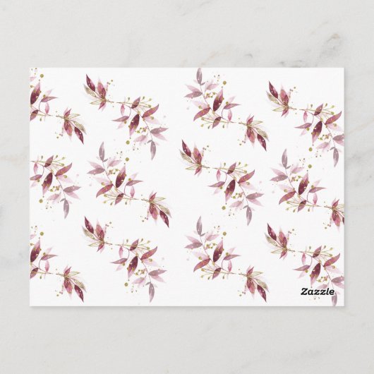 Botanische Waterverf & Goud Vrolijke Kerstfoto Briefkaart (Achterkant)