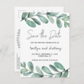 Botanische Waterverf Greenery Eucalyptus Aankondigingskaart (Voorkant / Achterkant)