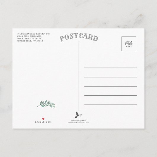 Botanische Waterverf Greenery Eucalyptus Aankondigingskaart (Achterkant)