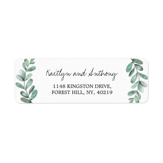 Botanische Waterverf Greenery Eucalyptus Etiket (Voorkant)