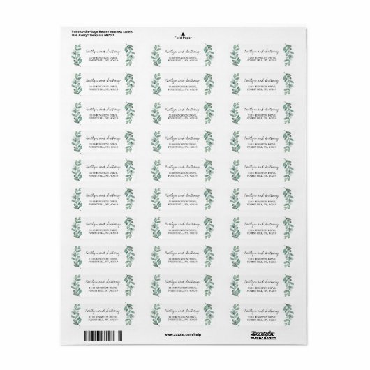 Botanische Waterverf Greenery Eucalyptus Etiket (Full Sheet)