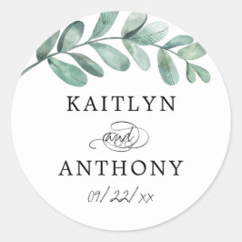Botanische Waterverf Greenery Eucalyptus Ronde Sticker